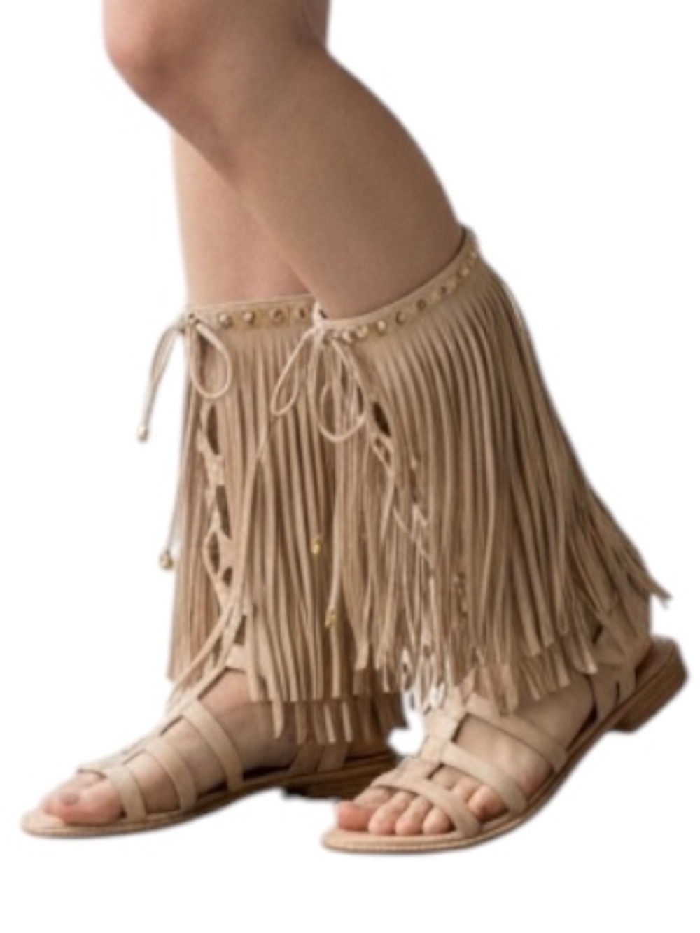Stuart Weitzman Fringe Benefit Gladiator Sandals Size 8 Cipra Gold Leather